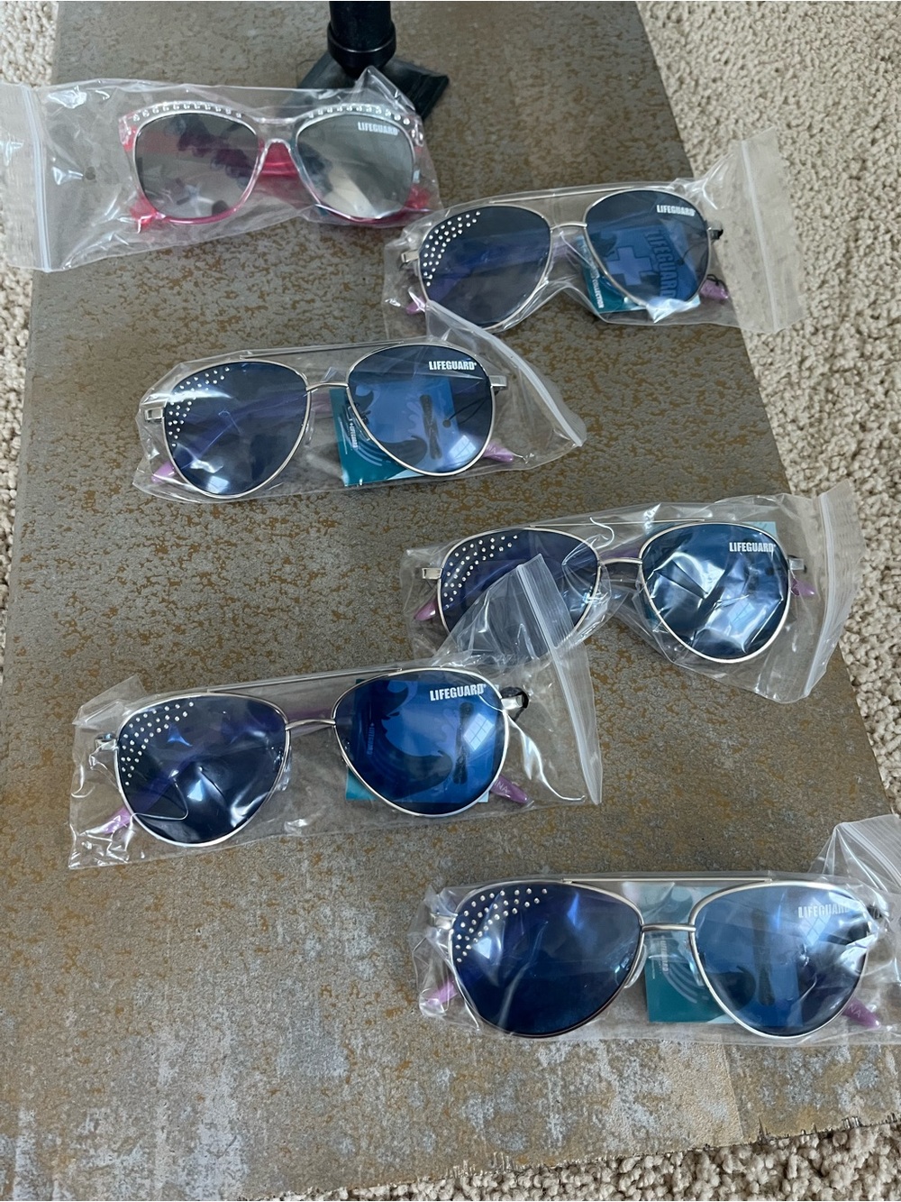 Lifeguard Kids Blue Aviator Sunglasses with Stud Accents